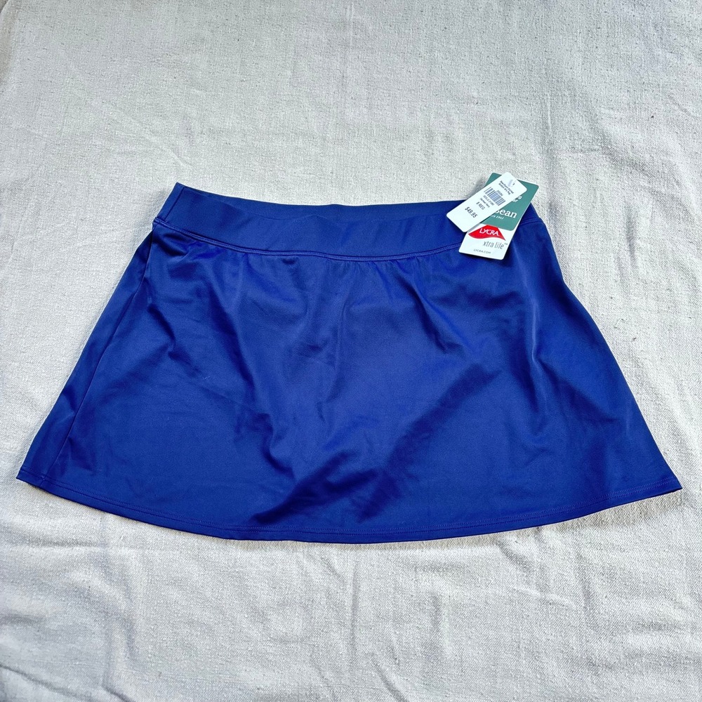 LL Bean Bean Sport Skirted Swim Bottom Navy Blue Swim Skirt SPF NWT - Picture 3 of 6